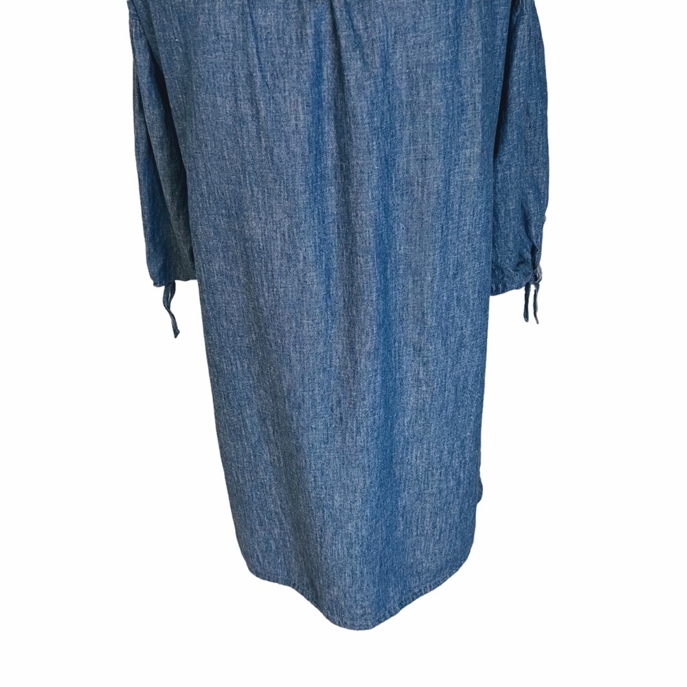 Madewell Chambray Cold-Shoulder Linen/Cotton Blend Denim Dress Size Small - Picture 7 of 9